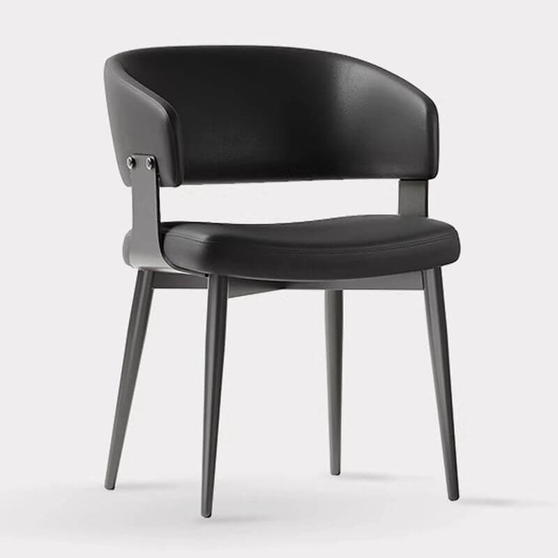 Modern Low-Back Faux Leather Arm Chair with Metal Legs
