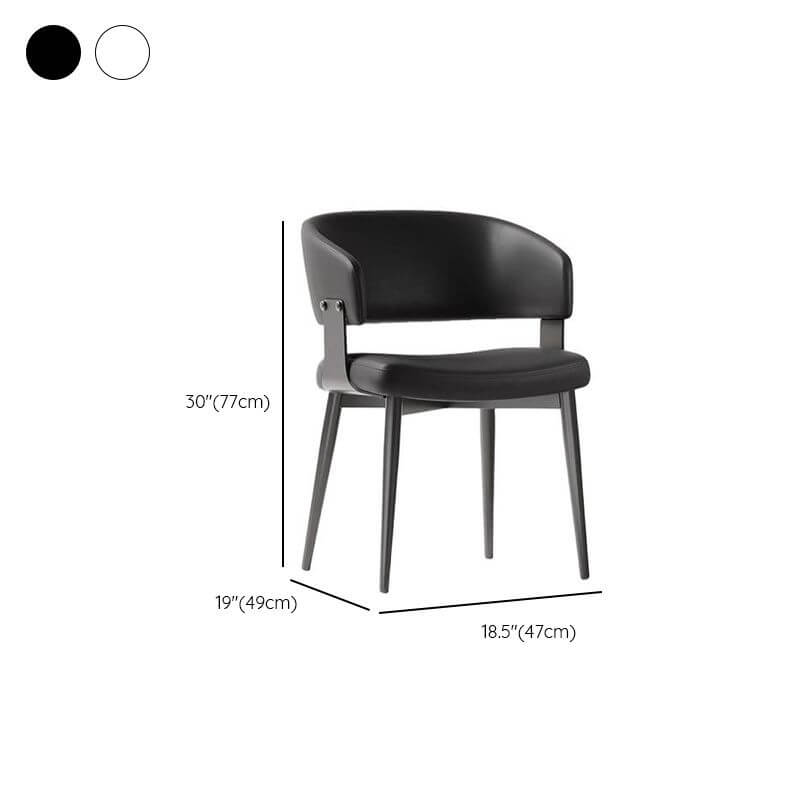 Modern Low-Back Faux Leather Arm Chair with Metal Legs Dimensions