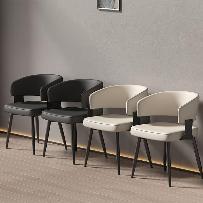 Modern Low-Back Faux Leather Arm Chair with Metal Legs Main Product Image