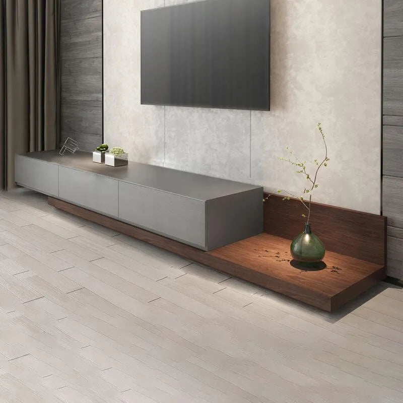 Modern Low-Profile TV Stand with Drawers and Cable Management