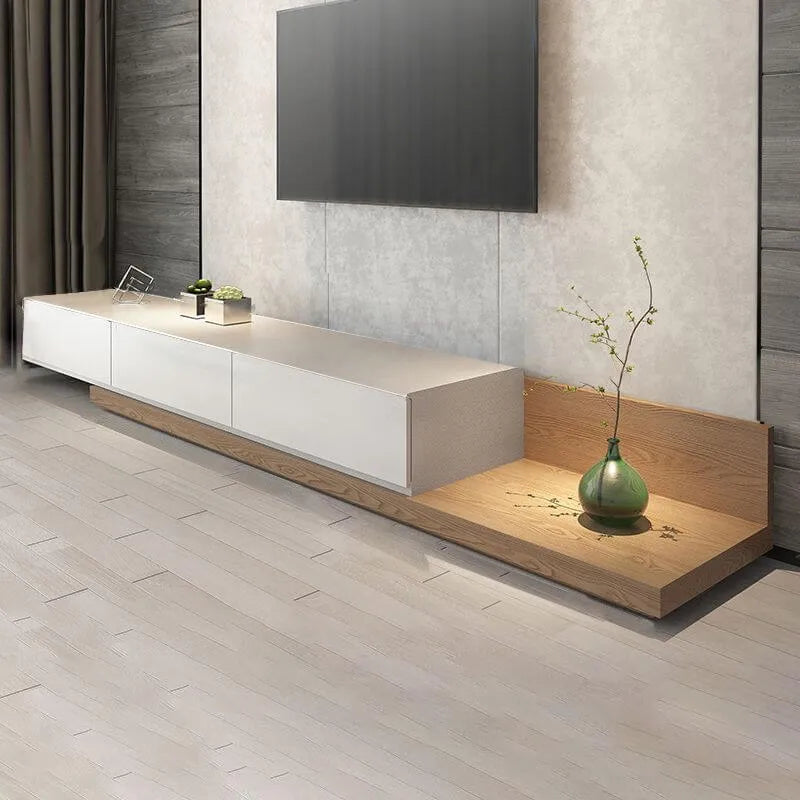 Modern Low-Profile TV Stand with Drawers and Cable Management