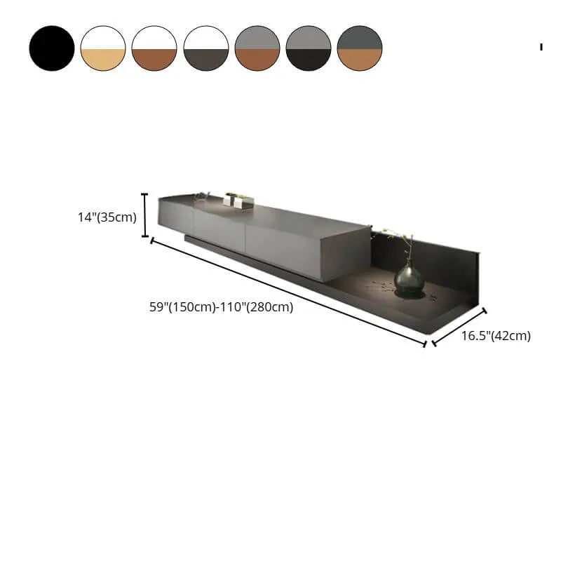 Modern Low-Profile TV Stand with Drawers and Cable Management Dimensions