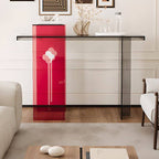Modern Lucite Console Table with Asymmetrical Three-Leg Design