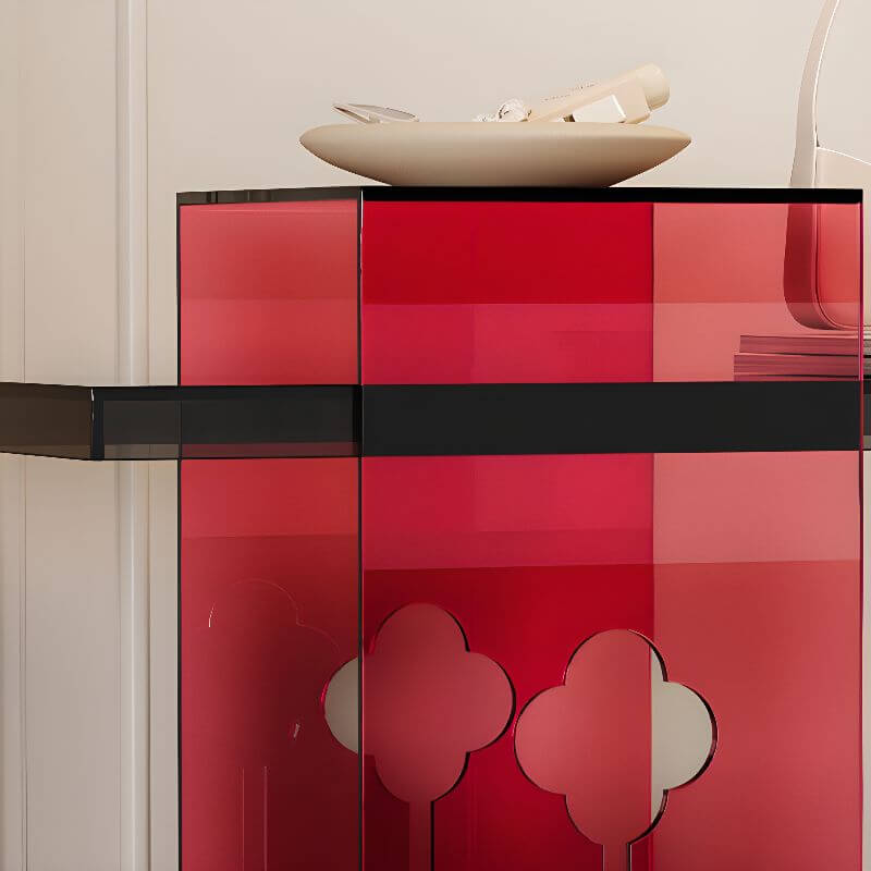 Modern Lucite Console Table with Asymmetrical Three-Leg Design
