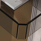 Modern Lucite Console Table with Dual Pedestal Metal Base