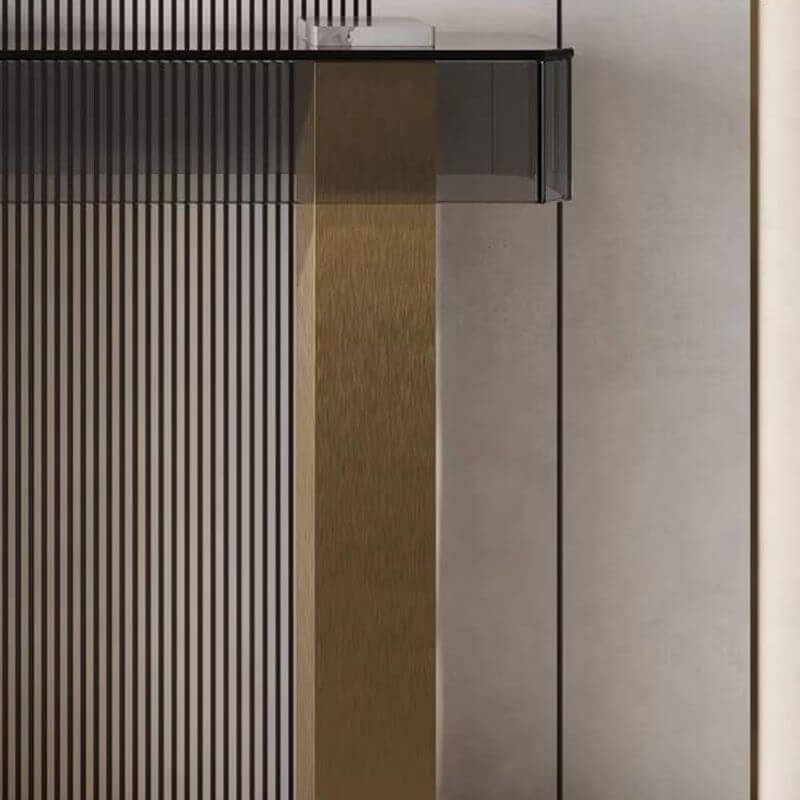 Modern Lucite Console Table with Dual Pedestal Metal Base