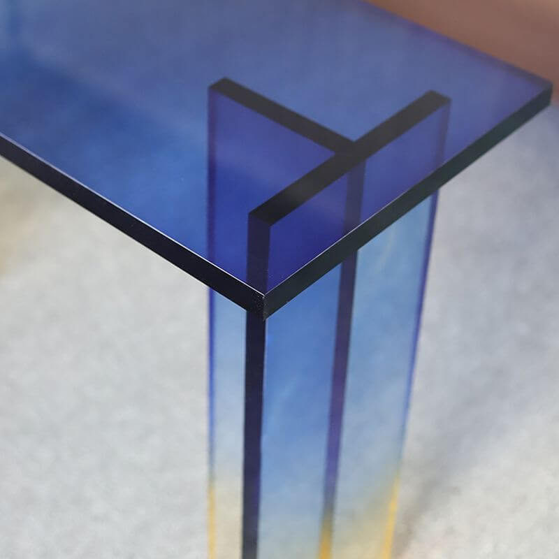 Modern Lucite Console Table with Gradient Acrylic Base