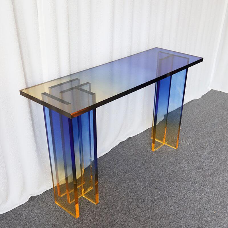 Modern Lucite Console Table with Gradient Acrylic Base