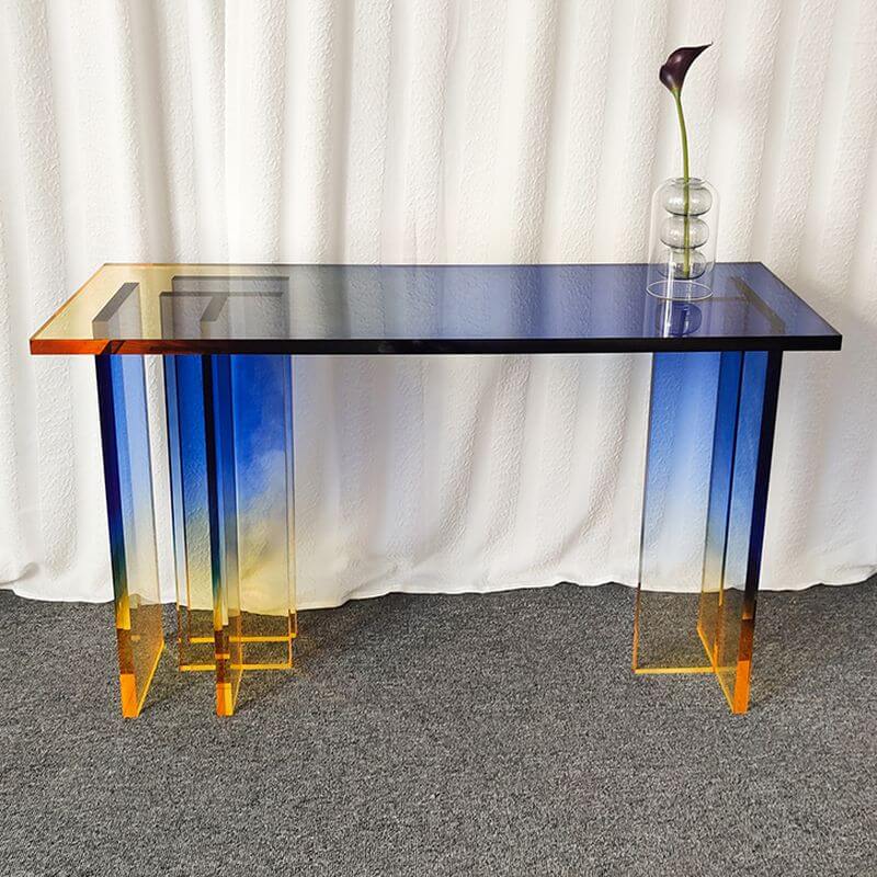 Modern Lucite Console Table with Gradient Acrylic Base