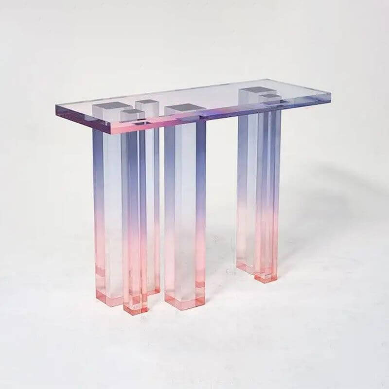 Modern Lucite Console Table with Gradient Acrylic Base