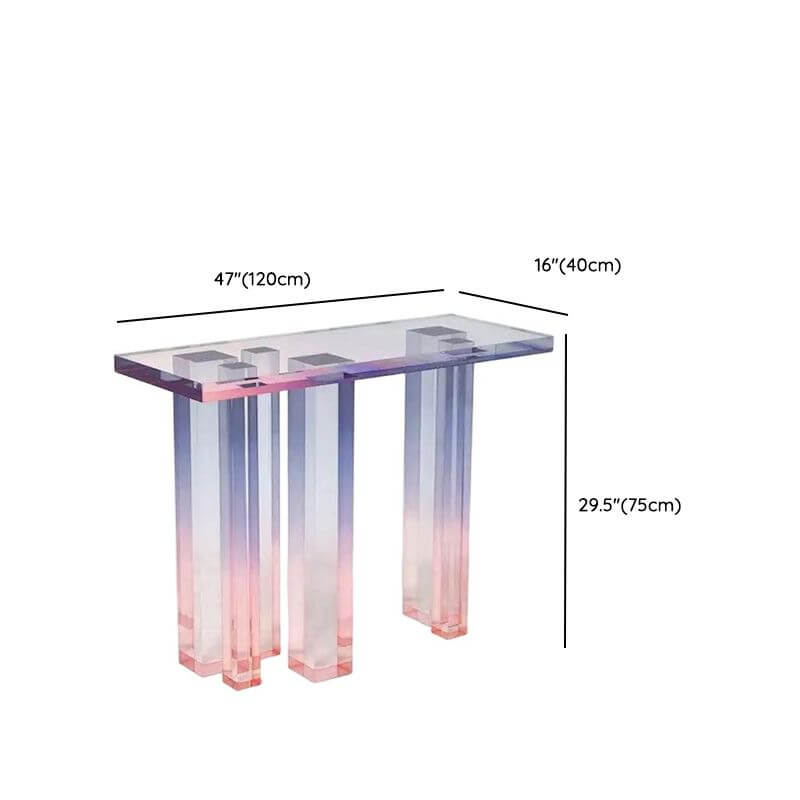 Modern Lucite Console Table with Gradient Acrylic Base Dimensions