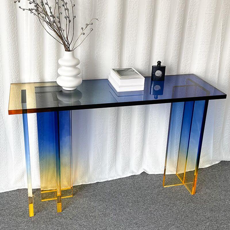 Modern Lucite Console Table with Gradient Acrylic Base Main Product Image