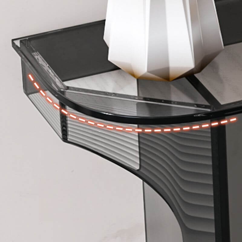 Modern Lucite Demilune Console Table with Twin Pedestal Base