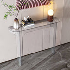 Modern Lucite Demilune Console Table with Twin Pedestal Base