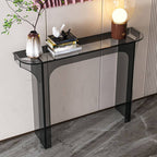 Modern Lucite Demilune Console Table with Twin Pedestal Base Main Product Image