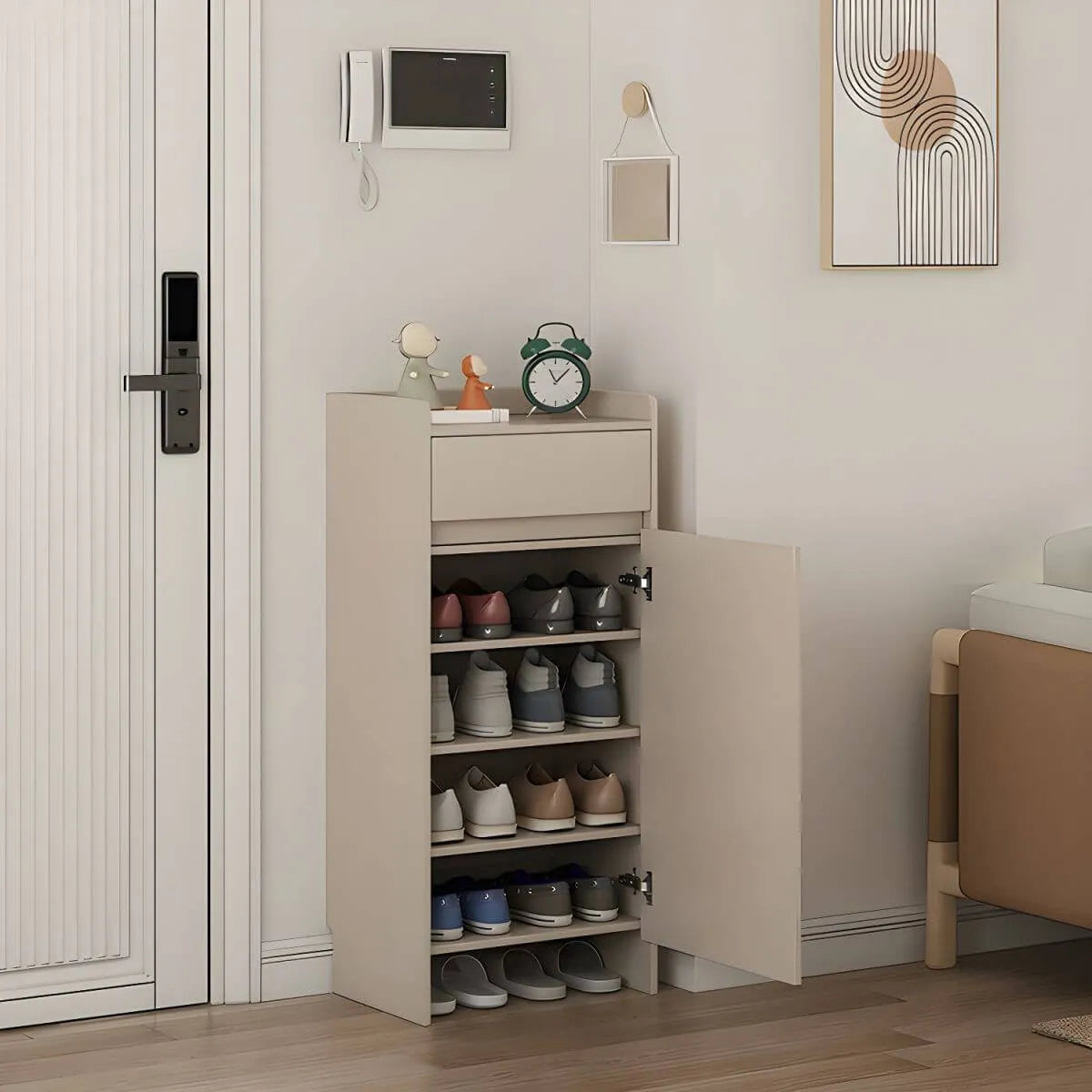 Modern Manufactured Wood Shoe Storage Cabinet with Adjustable Shelves Main Product Image Main image