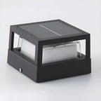 Modern Matte Black Metal Solar Outdoor Table Lamp with 3-Color LED