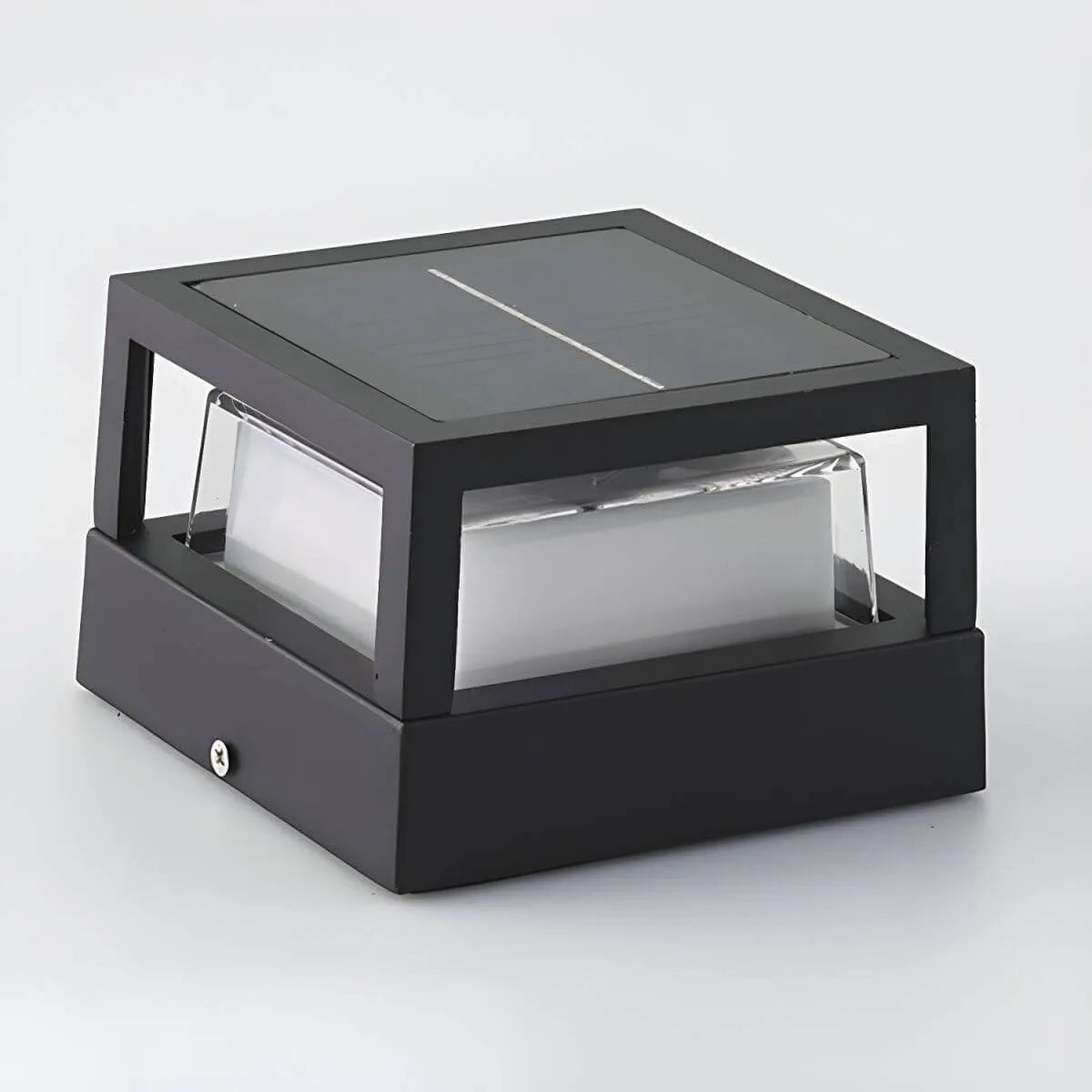 Modern Matte Black Metal Solar Outdoor Table Lamp with 3-Color LED