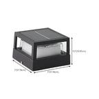 Modern Matte Black Metal Solar Outdoor Table Lamp with 3-Color LED Dimensions
