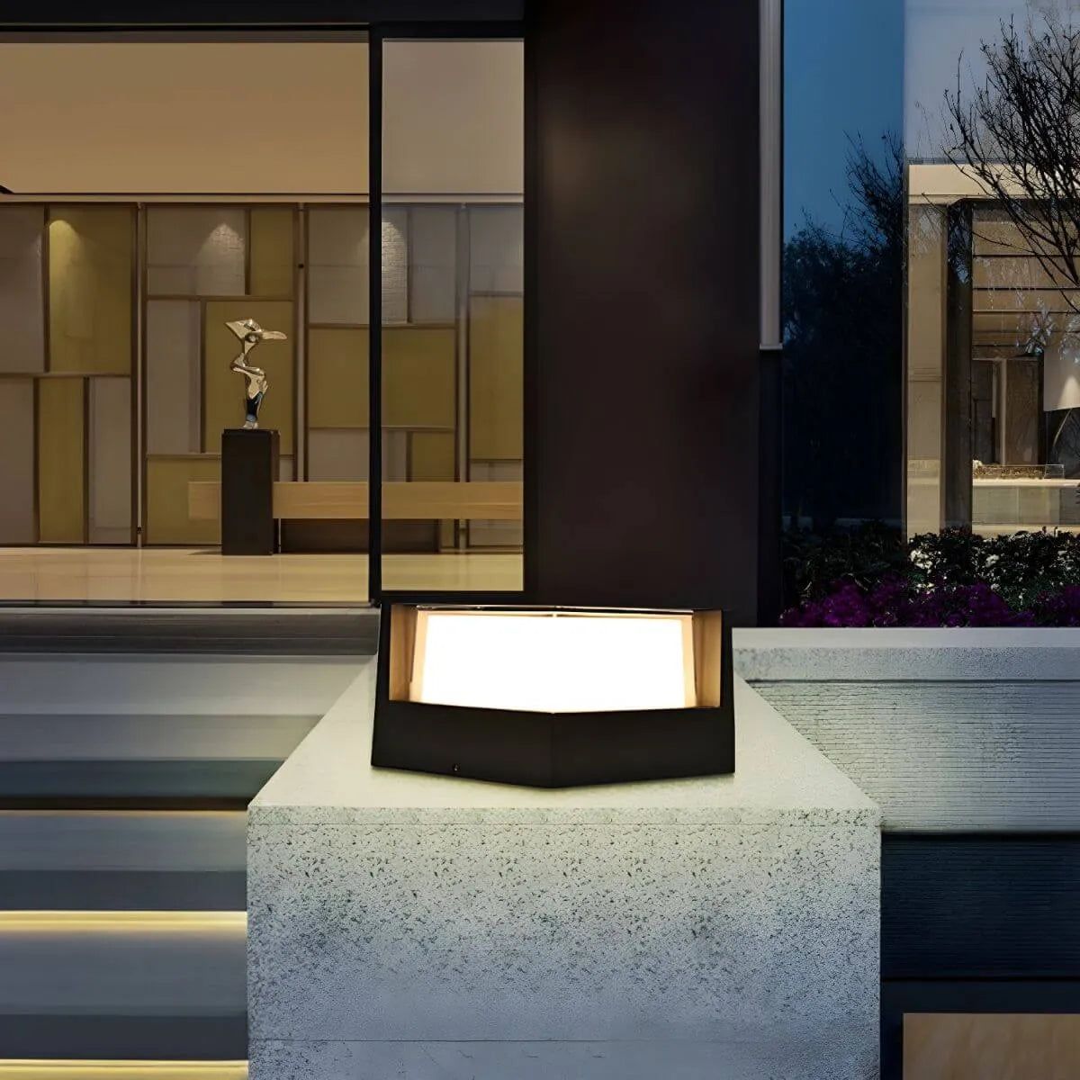 Modern Matte Black Metal Solar Outdoor Table Lamp with 3-Color LED Main Product Image Imagen principal del producto