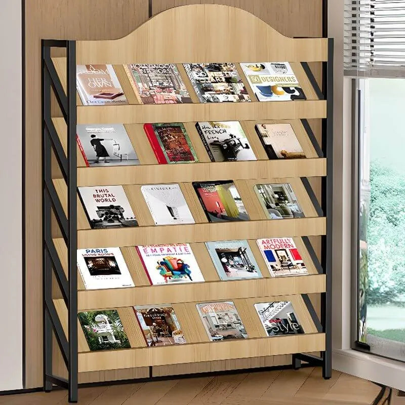 Modern Metal and Wood Etagere Shelf in Multiple Finishes