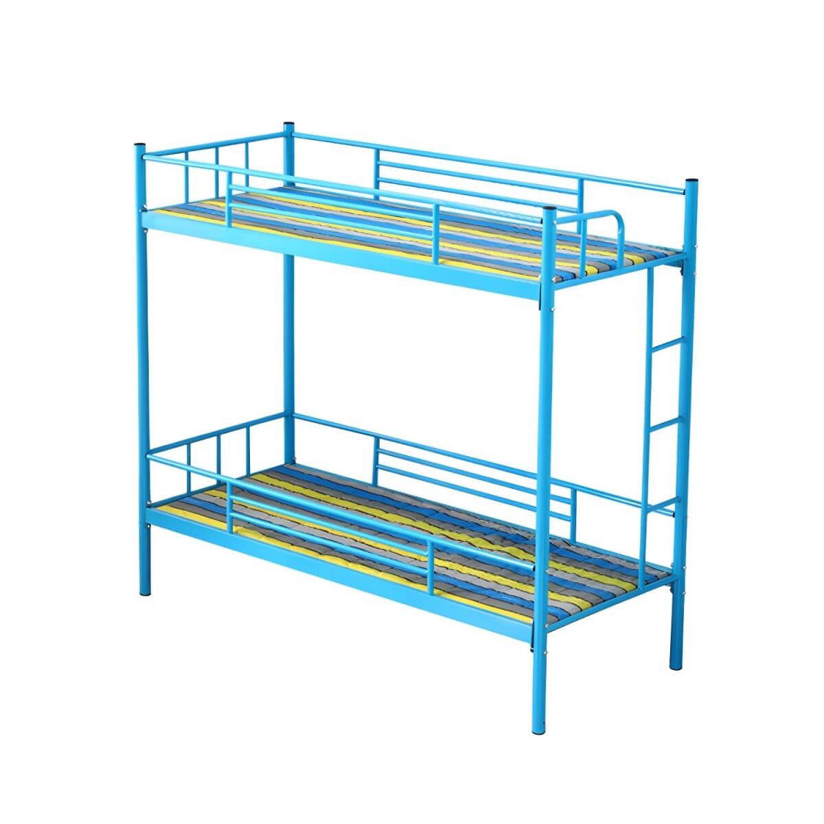Modern Metal Bunk Bed for Kids – Blue Finish with Guardrails and Ladder Main image