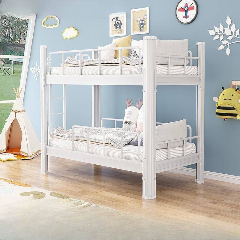 Modern Metal Bunk Bed for Kids – White and Blue Design メイン画像
