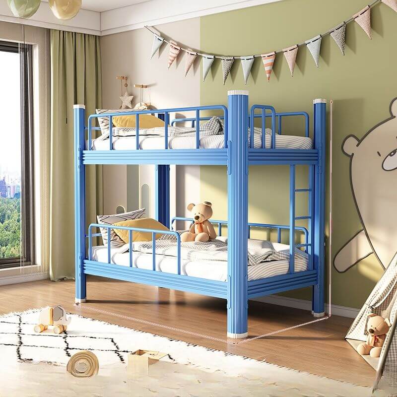 Modern Metal Bunk Bed in Blue for Kids' Bedrooms