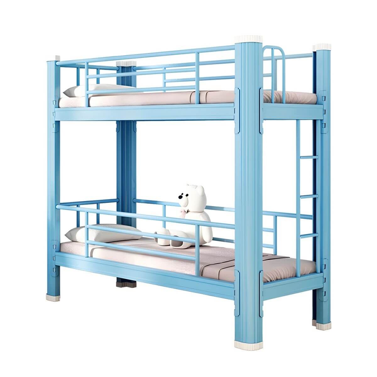 Modern Metal Bunk Bed Set for Kids – Twin Panel Design with Safety Guardrails