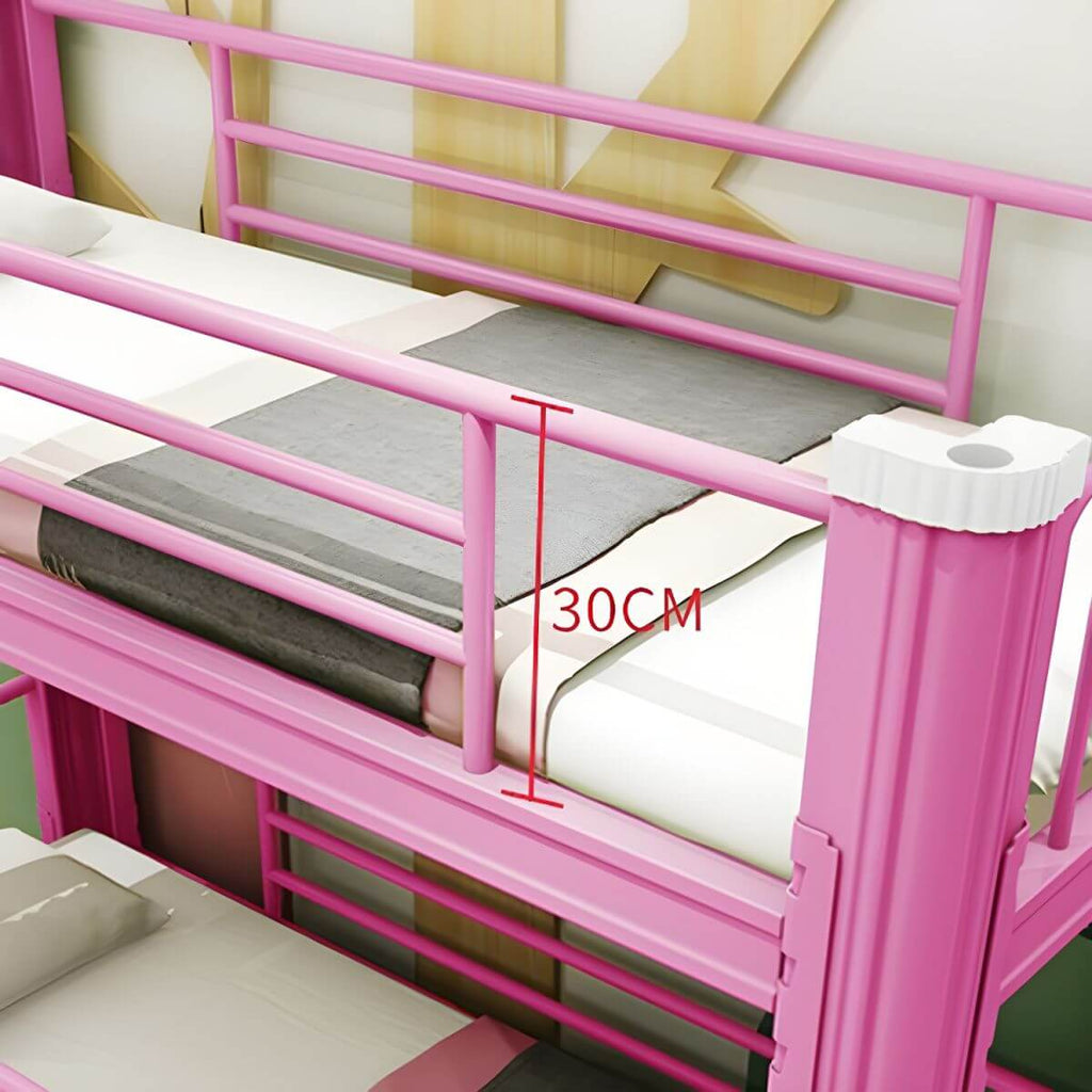 Modern Metal Bunk Bed Set for Kids – Twin Panel Design with Safety Guardrails