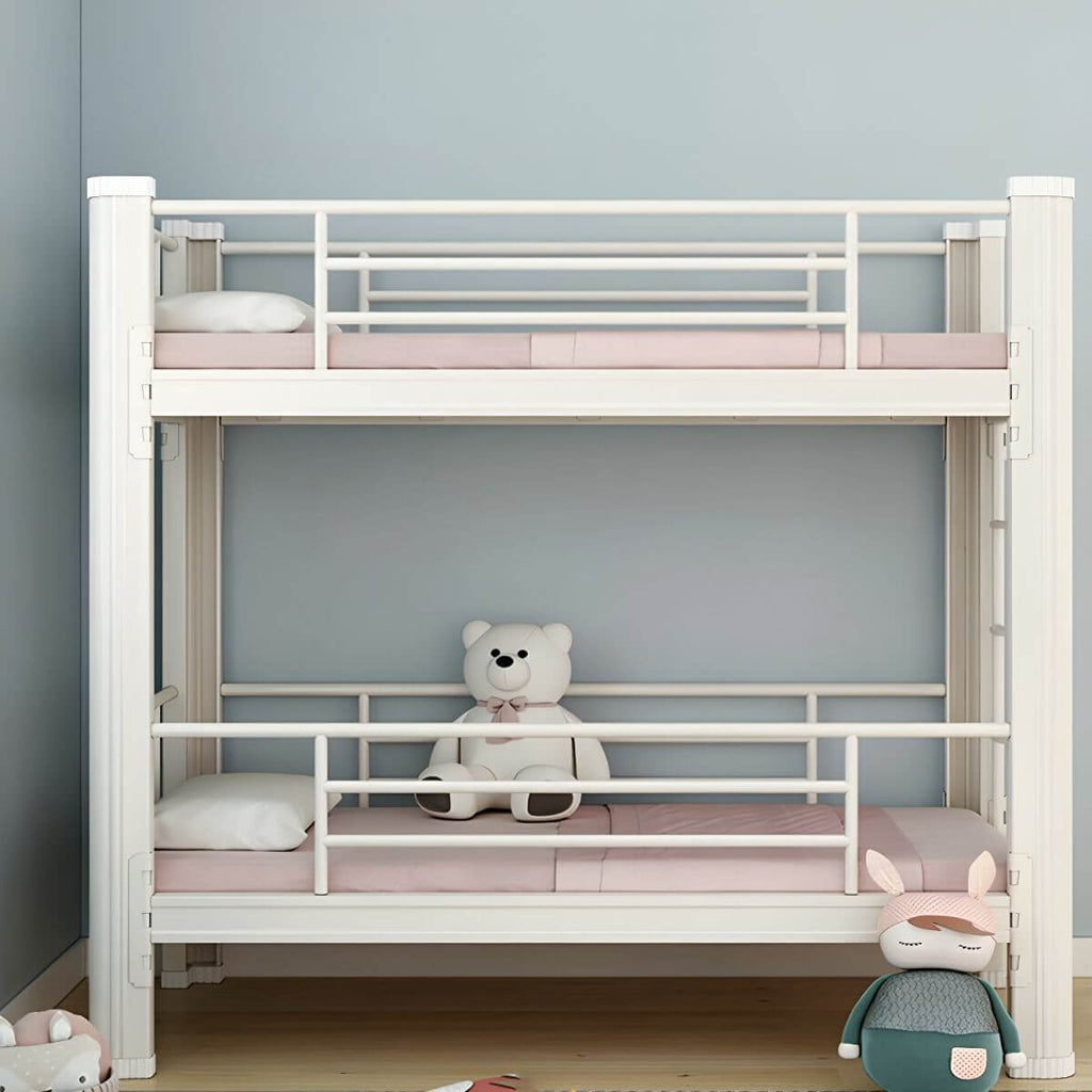 Modern Metal Bunk Bed Set for Kids – Twin Panel Design with Safety Guardrails