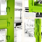 Modern Metal Bunk Bed Set for Kids – Twin Panel Design with Safety Guardrails