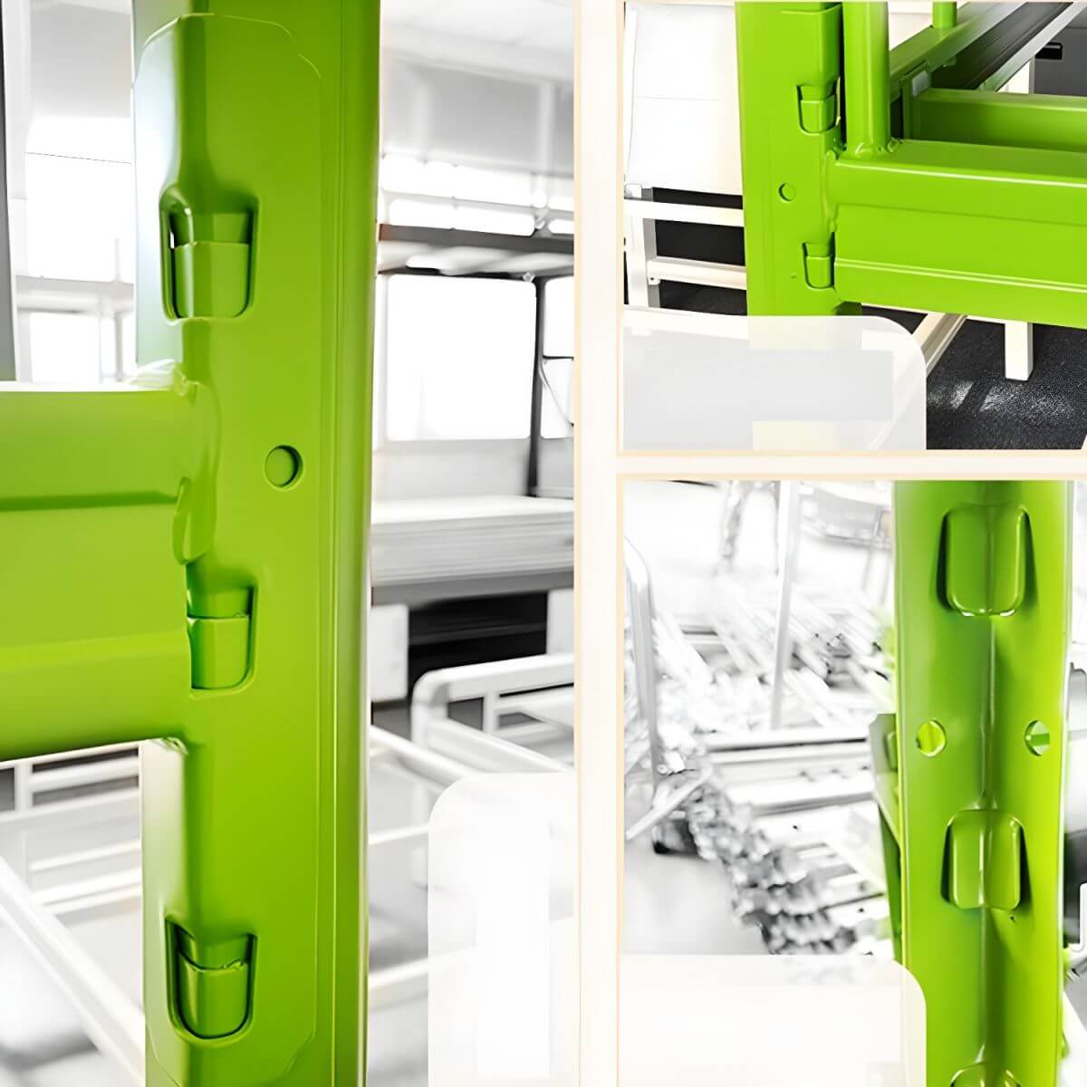 Modern Metal Bunk Bed Set for Kids – Twin Panel Design with Safety Guardrails