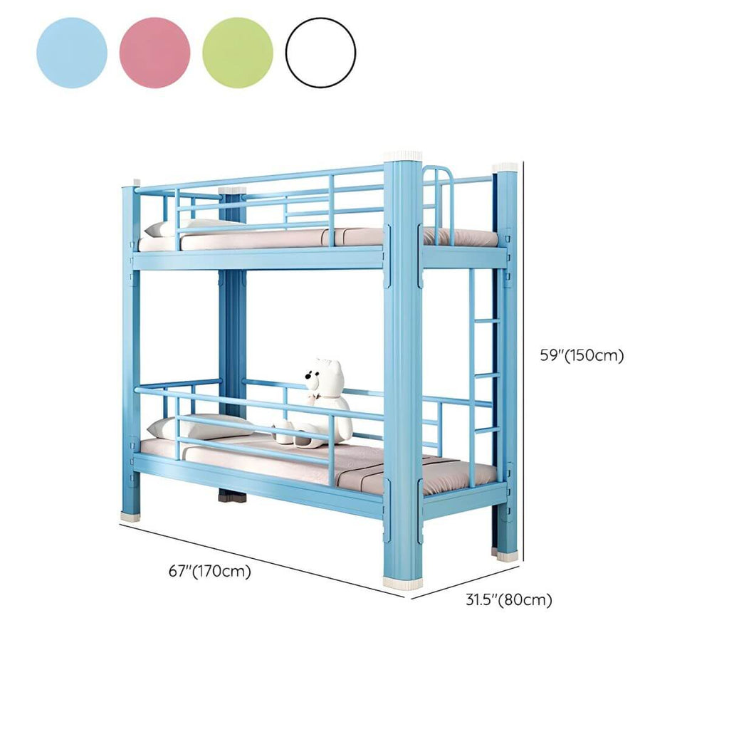 Modern Metal Bunk Bed Set for Kids – Twin Panel Design with Safety Guardrails Dimensions