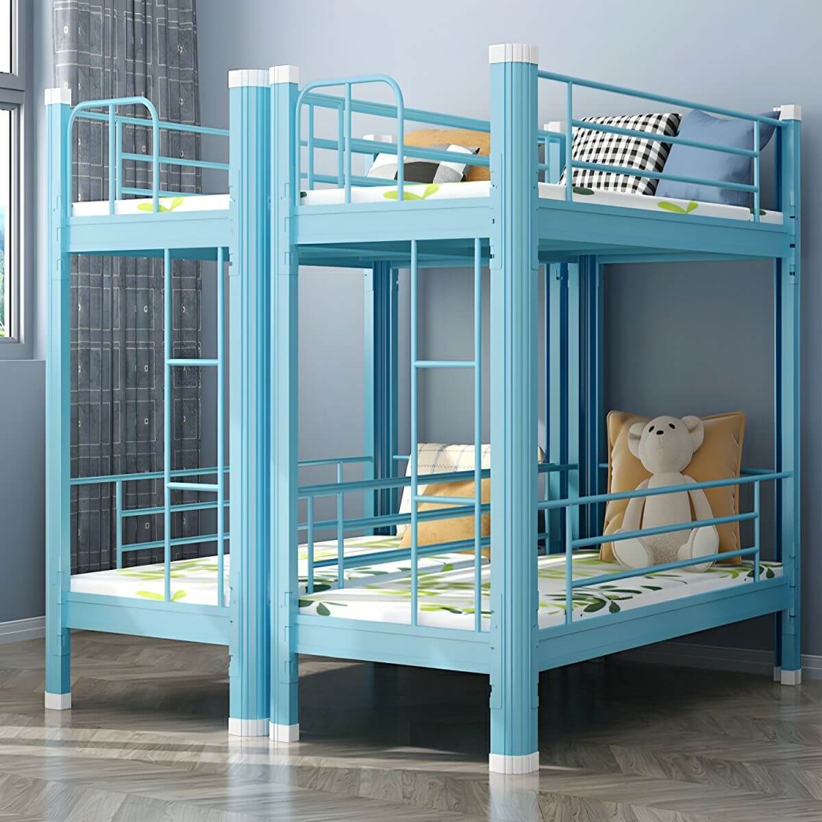 Modern Metal Bunk Bed Set for Kids – Twin Panel Design with Safety Guardrails Main Product Image Main image