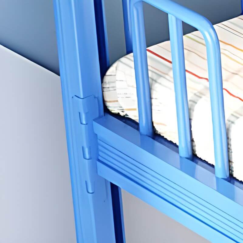 Modern Metal Bunk Bed with Guardrails and Ladder