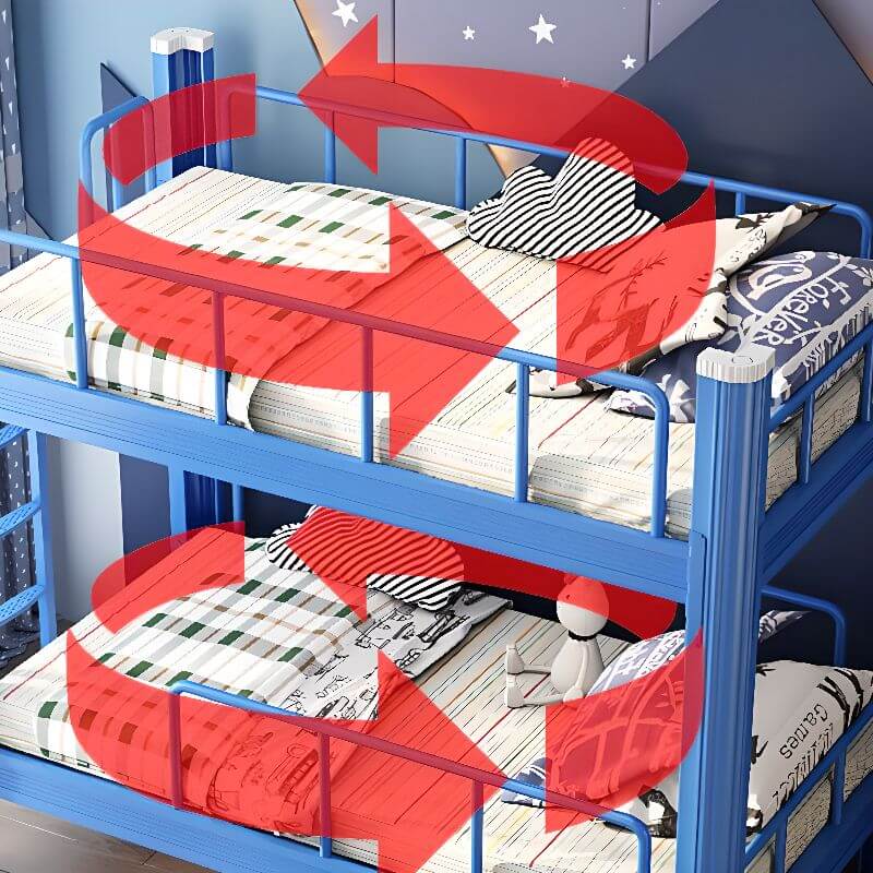 Modern Metal Bunk Bed with Guardrails and Ladder