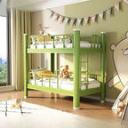 Modern Metal Bunk Bed with Guardrails and Ladder