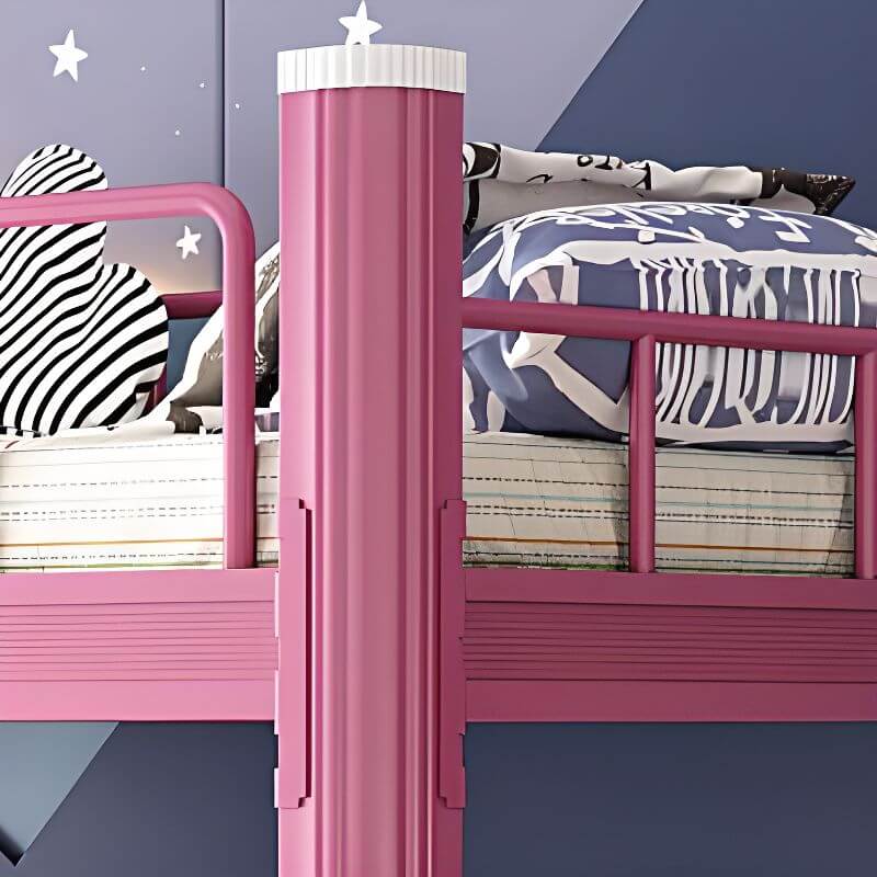 Modern Metal Bunk Bed with Guardrails and Ladder