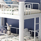 Modern Metal Bunk Bed with Guardrails and Ladder