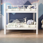 Modern Metal Bunk Bed with Guardrails and Ladder