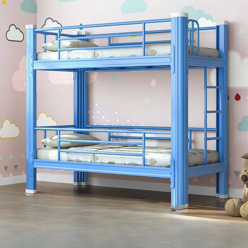 Modern Metal Bunk Bed with Ladder in White for Kids' Bedrooms