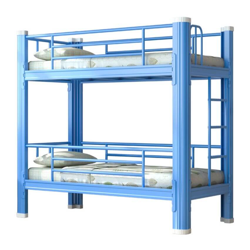 Modern Metal Bunk Bed with Ladder in White for Kids' Bedrooms