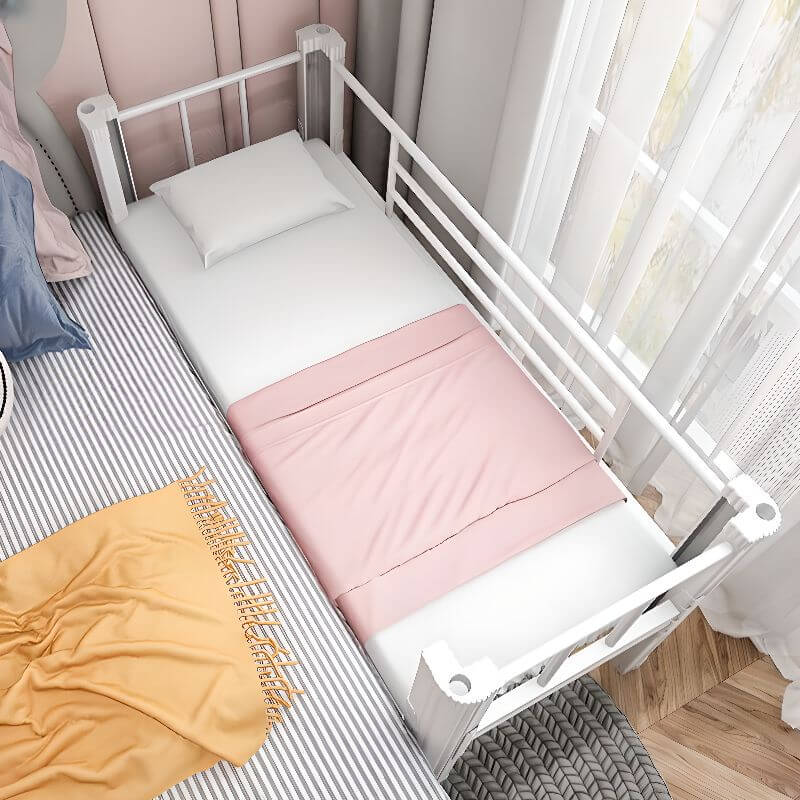 Modern Metal Bunk Bed with Ladder in White for Kids' Bedrooms