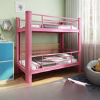 Modern Metal Bunk Bed with Ladder in White for Kids' Bedrooms