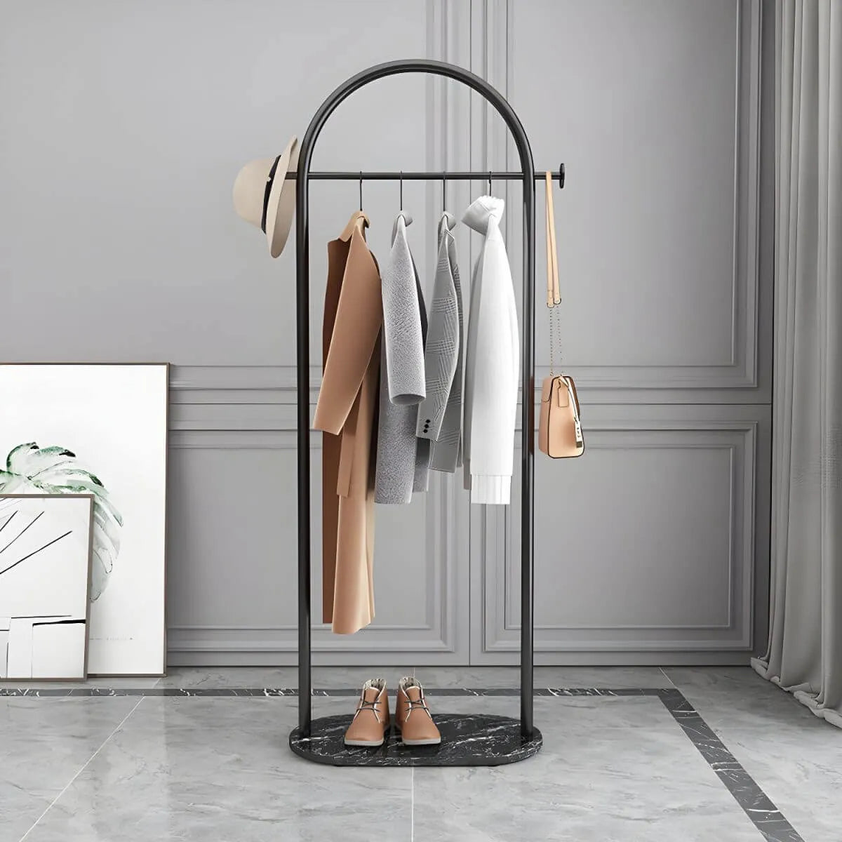 Modern Metal Coat Rack with Marble Base – Hall Tree for Entryway Secondary image