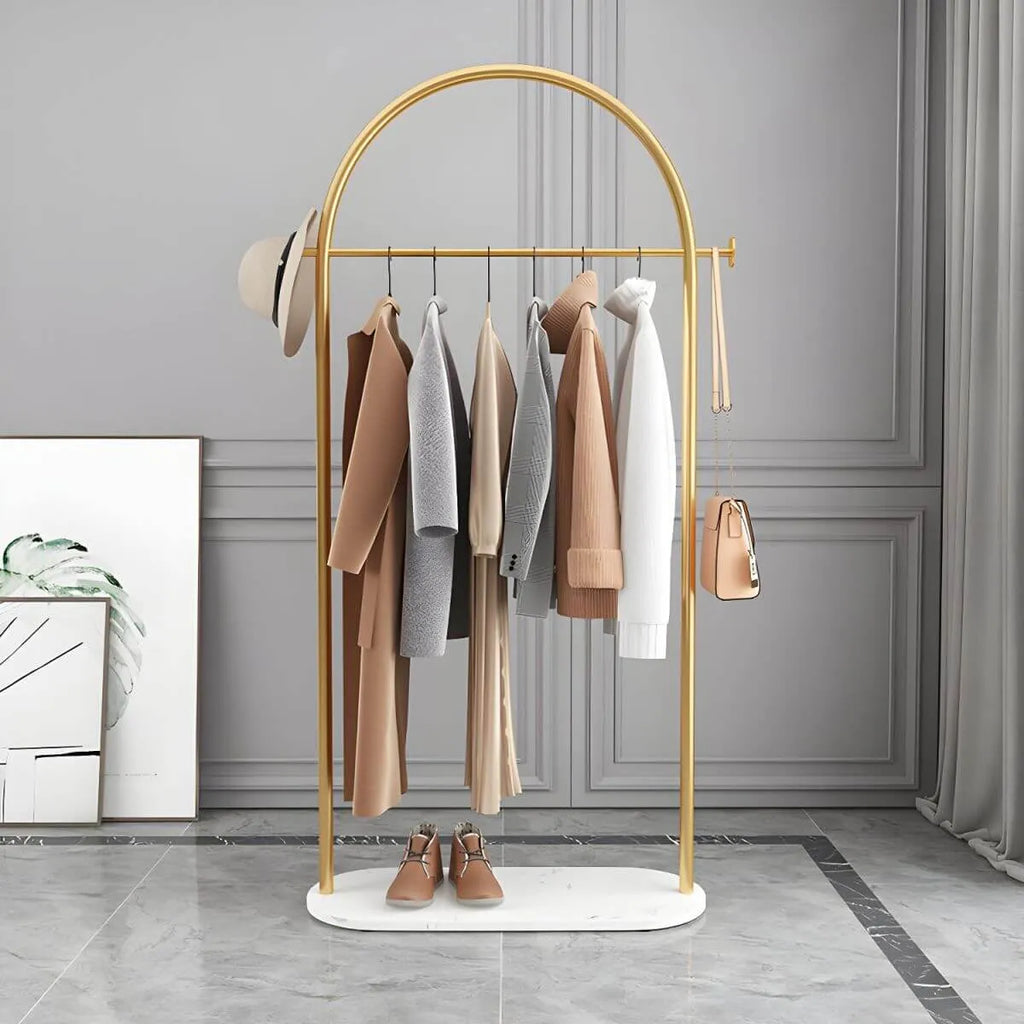 Modern Metal Coat Rack with Marble Base – Hall Tree for Entryway