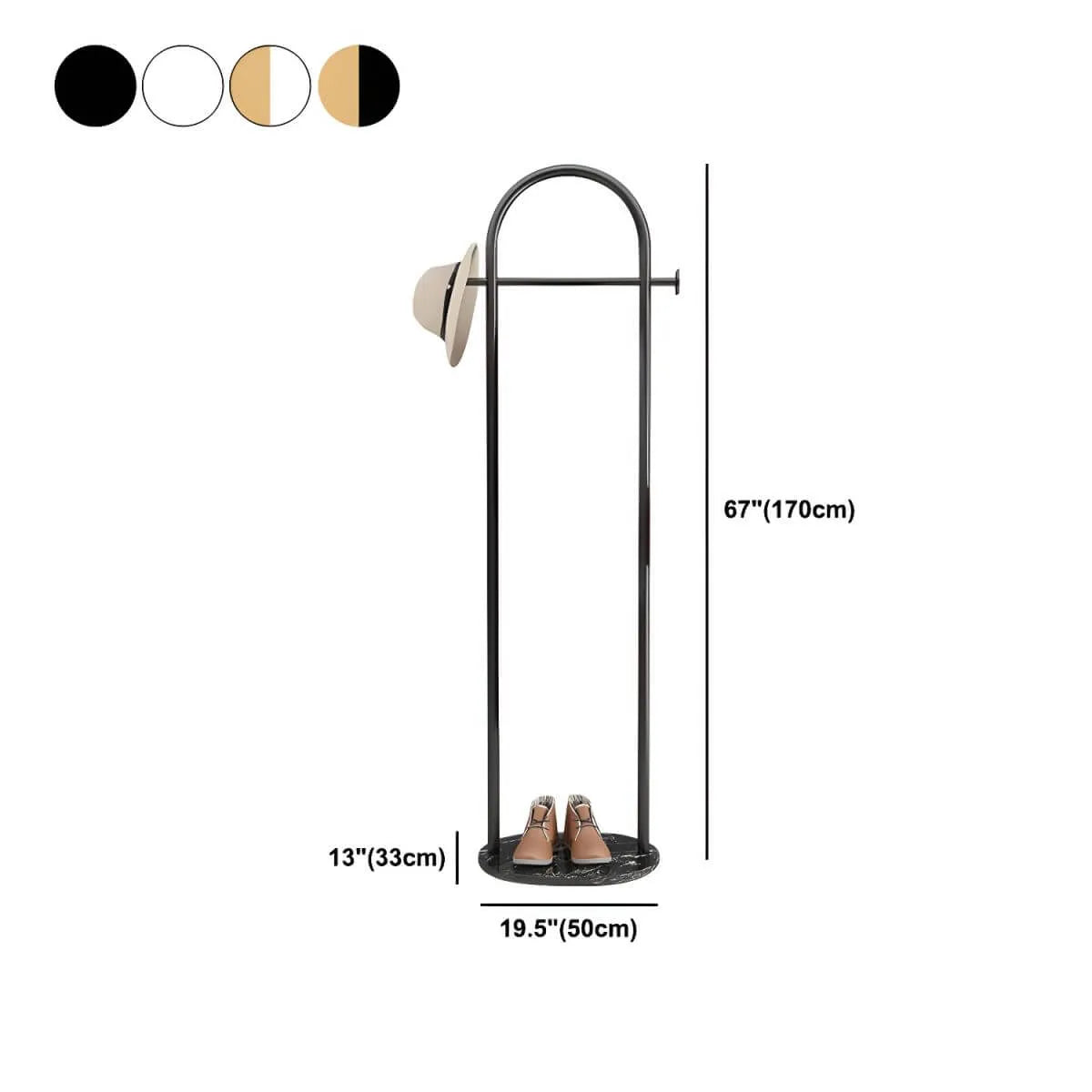 Modern Metal Coat Rack with Marble Base – Hall Tree for Entryway Dimensions