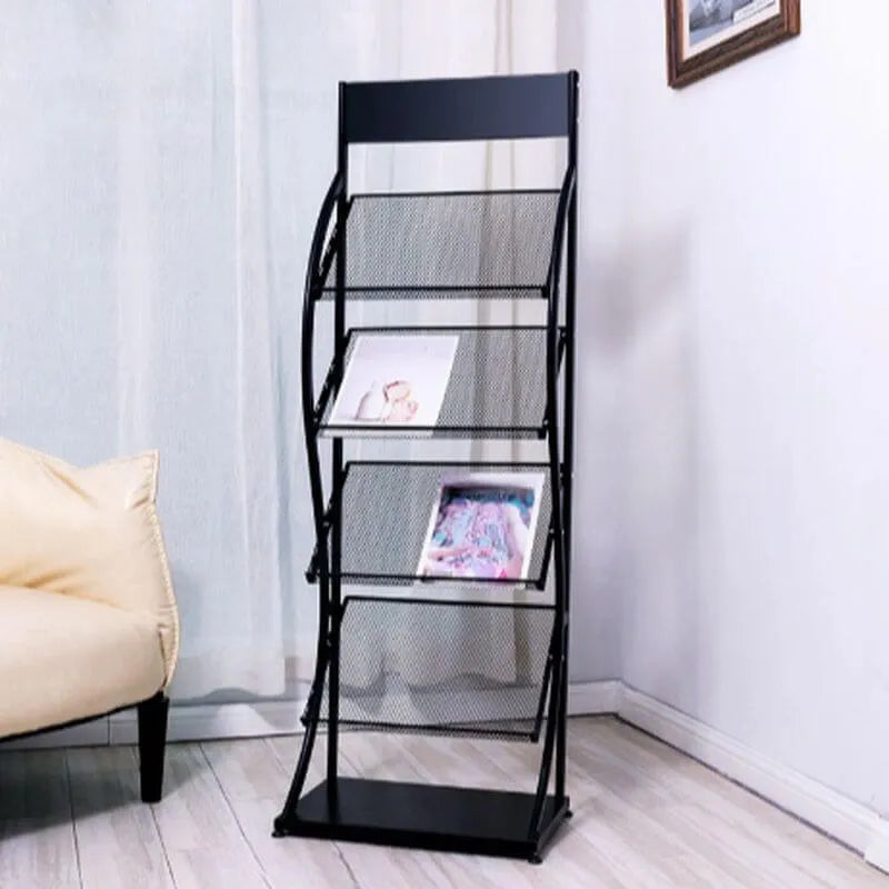 Modern Metal Etagere Bookcase with Open Back and Grid Shelves