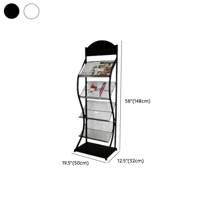 Modern Metal Etagere Bookcase with Open Back and Grid Shelves Dimensions